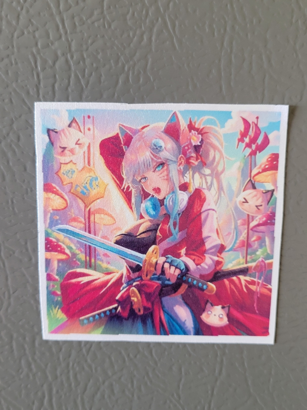 💀NEW💀 Hand Crafted Anime Cat Warrior Fridge Magnet
